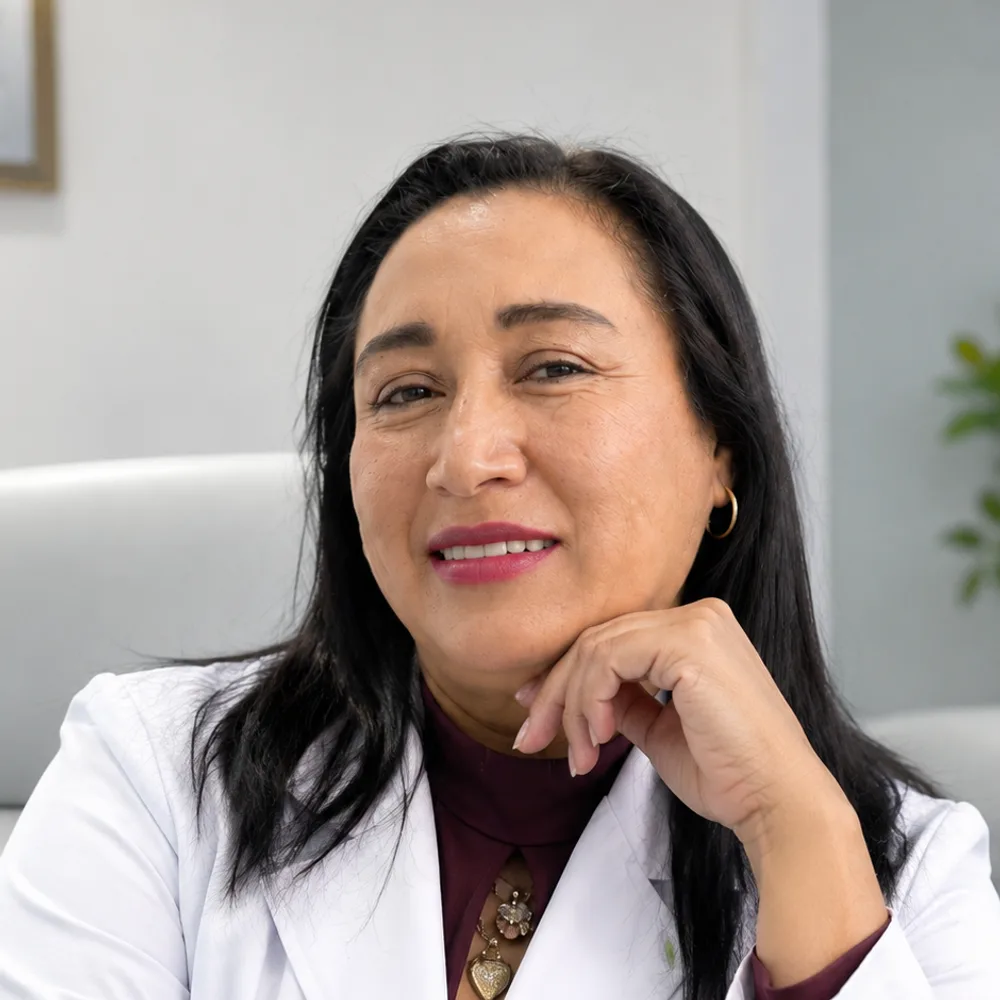Retrato de la Dra. Gloria Portillo Atempa en su consultorio